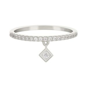 CAÏ Fingerring »925 Silber rhodiniert mit Anhänger Raute Zirkonia«