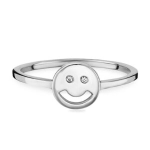 CAÏ Fingerring »925 Sterling Silber rhodiniert Emoji«