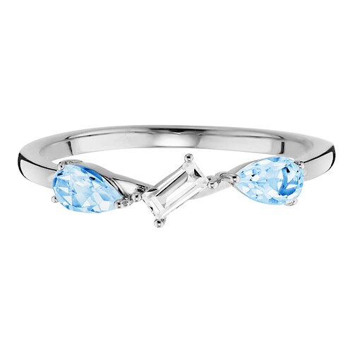 CAÏ Fingerring »925/- Sterling Silber rhodiniert mit Weiß- und Blautopas«