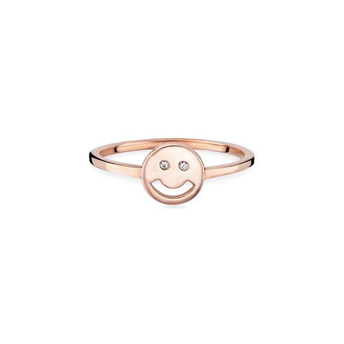 CAÏ Fingerring »925 Sterling Silber rotvergoldet Zirkonia Emoji«