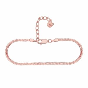 CAÏ Fußkette »925/- Sterling Silber rosé vergoldet Venezianer Kette zweireihig«