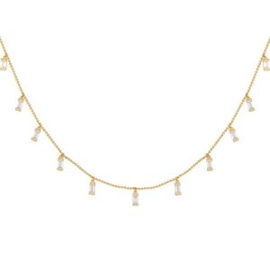 CAÏ Kette mit Anhänger »925/- Sterling Silber vergoldet Anhänger Zirkonia Baguette«