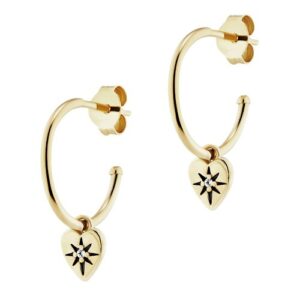 CAÏ Paar Creolen »925/- Sterling Silber vergoldet Zirkonia Herz«