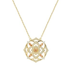 dKeniz Kette mit Anhänger »Mandala 8-Eck 925/- Sterling Silber vergoldet Zirkonia Weiß«