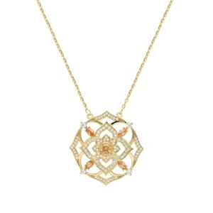 dKeniz Kette mit Anhänger »Mandala 8-Eck 925/- Sterling Silber vergoldet Zirkonia Weiß«