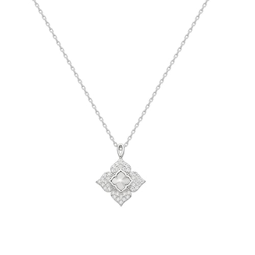 dKeniz Kette mit Anhänger »Royal Flower 925/- Sterling Silber rhodieniert Zirkonia Weiß«