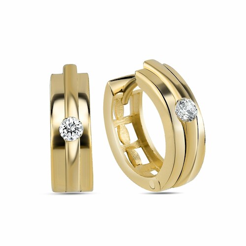 dKeniz Paar Creolen »925/- Sterling Silber vergoldet Hochglanz Design Ohrring«