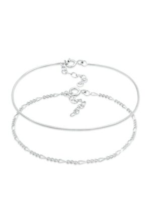 Elli Armband Set »Armkettchen-Set Figaro Rund Basic 925 Silber«