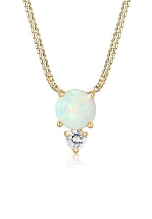 Elli Collierkettchen »Geo Kreis Zirkonia Opal Edelstein 925 Silber«