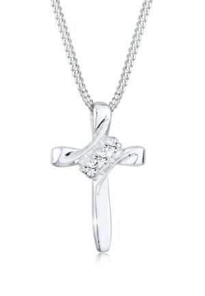 Elli Collierkettchen »Kreuz Modern mit Kristalle 925 Silber«