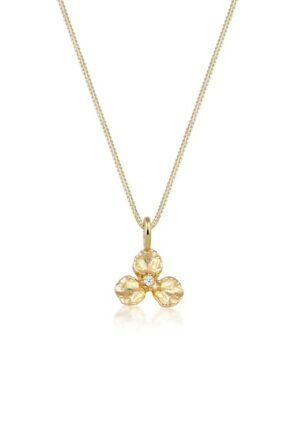 Elli DIAMONDS Collierkettchen »3D Blume Anhänger Diamant (0.015 ct.) 585 Gelbgold«