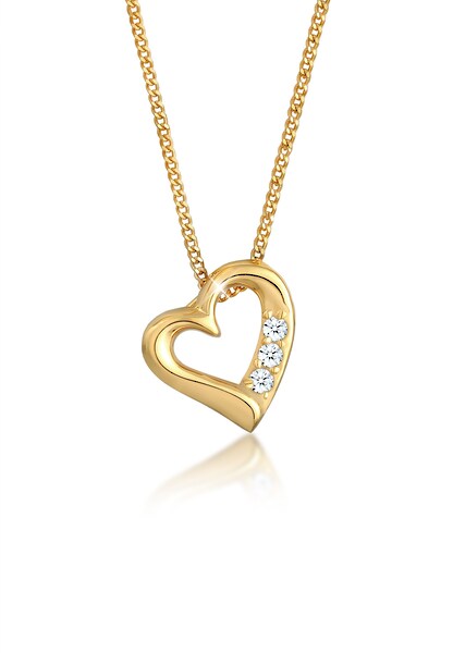 Elli DIAMONDS Collierkettchen »Herz Liebe Diamant (0.045 ct.) 585 Gelbgold«