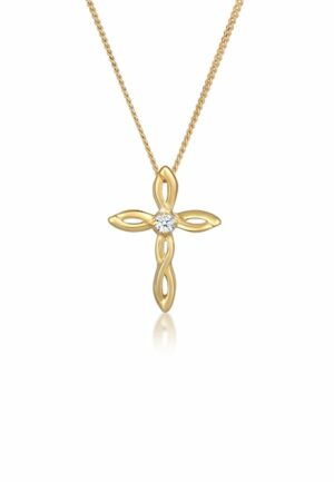 Elli DIAMONDS Collierkettchen »Kreuz Religion Diamant (0.03 ct.) 585er Gelbgold«