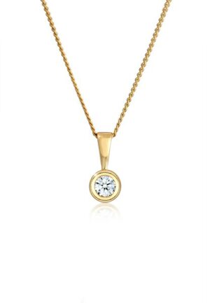 Elli DIAMONDS Collierkettchen »Solitär Rund Kreis Diamant (0.11 ct.) 585 Gelbgold«