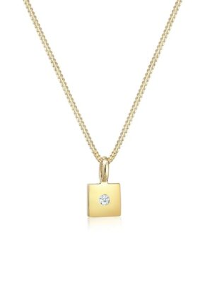 Elli DIAMONDS Collierkettchen »Viereck Anhänger Diamant (0.015 ct) 585er Gelbgold«