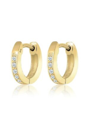 Elli DIAMONDS Paar Creolen »Creolen Basic Diamant (0.05 ct.) 375 Gelbgold«