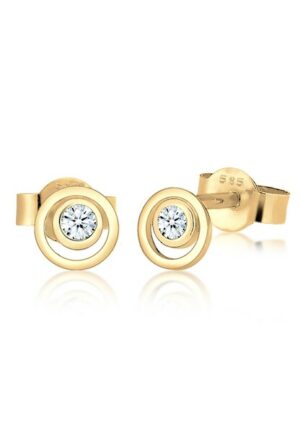 Elli DIAMONDS Paar Ohrstecker »Kreis Layer Diamant Hochwertig 585 Gelbgold«