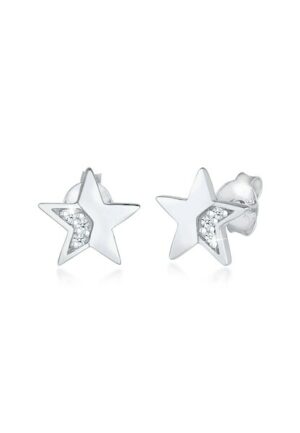 Elli DIAMONDS Paar Ohrstecker »Stern Star Diamanten (0.03 ct) Stecker 925 Silber«