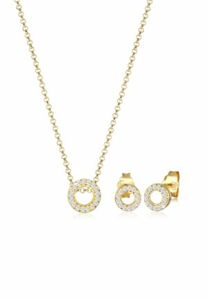 Elli DIAMONDS Schmuckset »Kette Ohrstecker Diamant(0.215 ct.)375 Gelbgold«