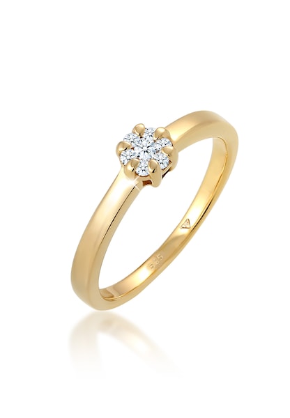 Elli DIAMONDS Verlobungsring »Blume Verlobung Diamant (0.12 ct.) 585 Gelbgold«