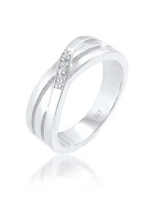 Elli DIAMONDS Verlobungsring »Cross Over Verlobung Diamant 0.015 ct. 925 Silber«