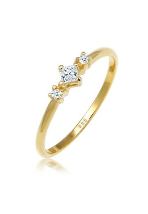 Elli DIAMONDS Verlobungsring »Prinzessschliff Diamant (0.13 ct) 585 Gelbgold«