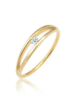 Elli DIAMONDS Verlobungsring »Verlobung Wellen Diamant (0.06 ct.) 585 Gelbgold«