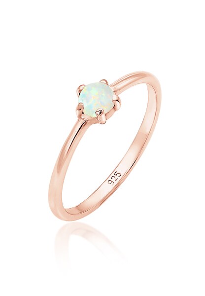 Elli Fingerring »Silberring mit synth. Opal rund 925er Silber«