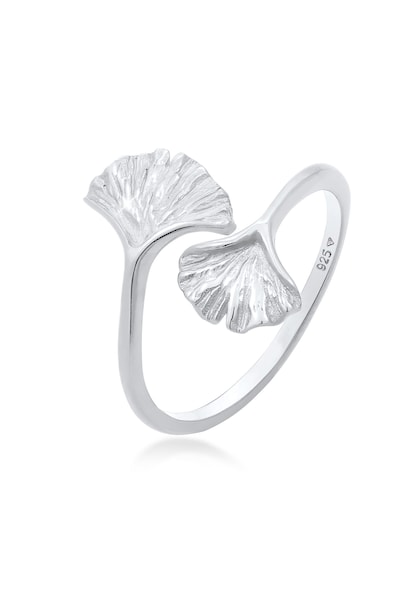 Elli Fingerring »Verstellbar offen Ginkgo Blatt Natur 925 Silber«