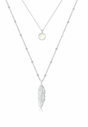 Elli Gliederkette »Kugelkette Feder Mondstein Layer Look 925 Silber«