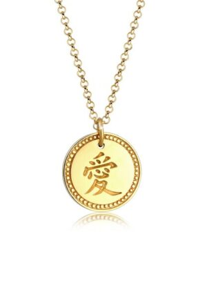 Elli Kette mit Anhänger »Chinesische Liebe Zeichen Münze Coin 925 Silber«