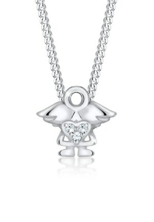 Elli Kette mit Anhänger »Kinder mit Engel Kristalle 925 Silber«