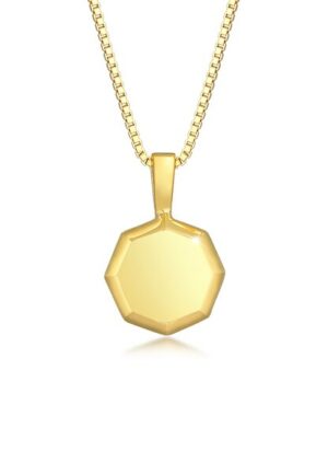 Elli Kette mit Anhänger »Plättchen Coin Octagon Basic Geo 925 Silber«