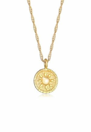 Elli Kette mit Anhänger »Sonne Antik Coin Rund Kordelkette 925er Silber«