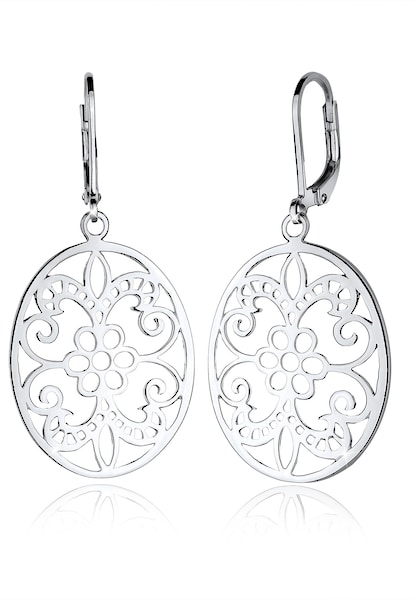 Elli Paar Ohrhänger »Ornament Blume Orientalisch Oval 925 Silber«