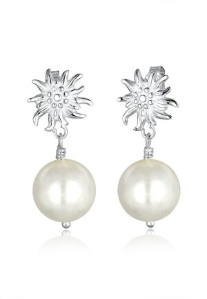 Elli Paar Ohrhänger »Tracht Edelweiss Perle Dirndl Silber«
