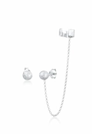 Elli Paar Ohrstecker »Earcuff Klemme Stecker Kugel 925 Silber«