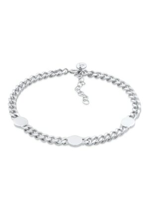 Elli Premium Armband »Panzerkette Chunky Chain Plättchen Disc 925 Silber«