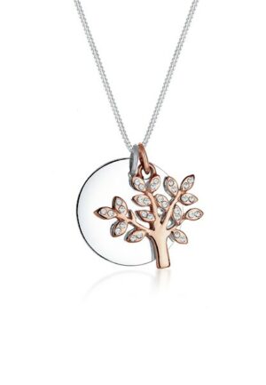 Elli Premium Collierkettchen »Lebensbaum Kreis Kristalle 925 Silber«