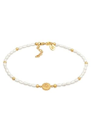 Elli Premium Fußkette »Sonne Süßwasserperle Strand 925 Silber«