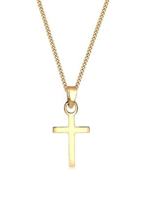 Elli Premium Kette mit Anhänger »Kreuz Konfirmation Kommunion Glaube 585 Gelbgold«