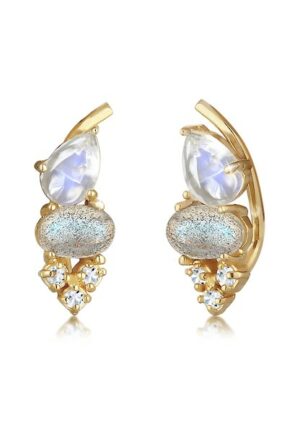 Elli Premium Paar Ohrstecker »Earclimber Labradorit Mondstein Topas 925 Silber«