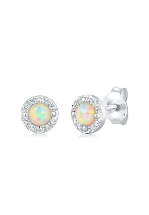 Elli Premium Paar Ohrstecker »Stecker Opal Kristalle Zart 925 Silber«