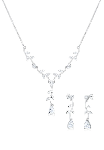 Elli Schmuckset »Blumenranke Zirkonia 925 Sterling Silber«