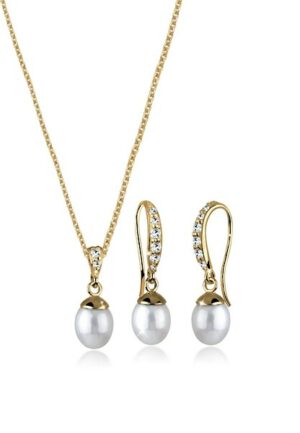 Elli Schmuckset »Elegant Perle Kristalle 925 Silber«