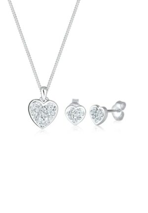 Elli Schmuckset »Herz Kristalle 925 Silber Amour«