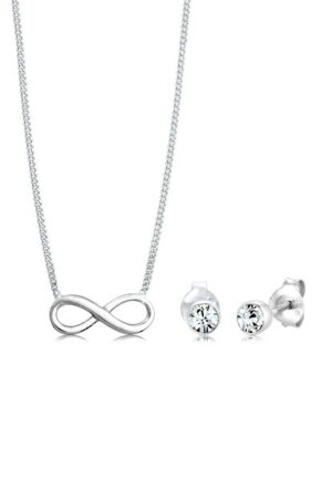 Elli Schmuckset »Infinity Ohrstecker Kristalle Silber«