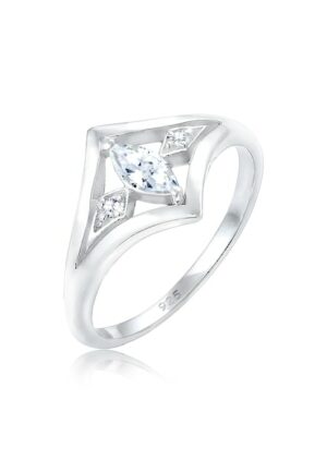 Elli Verlobungsring »Bandring Zirkonia Marquise Vintage 925 Silber«