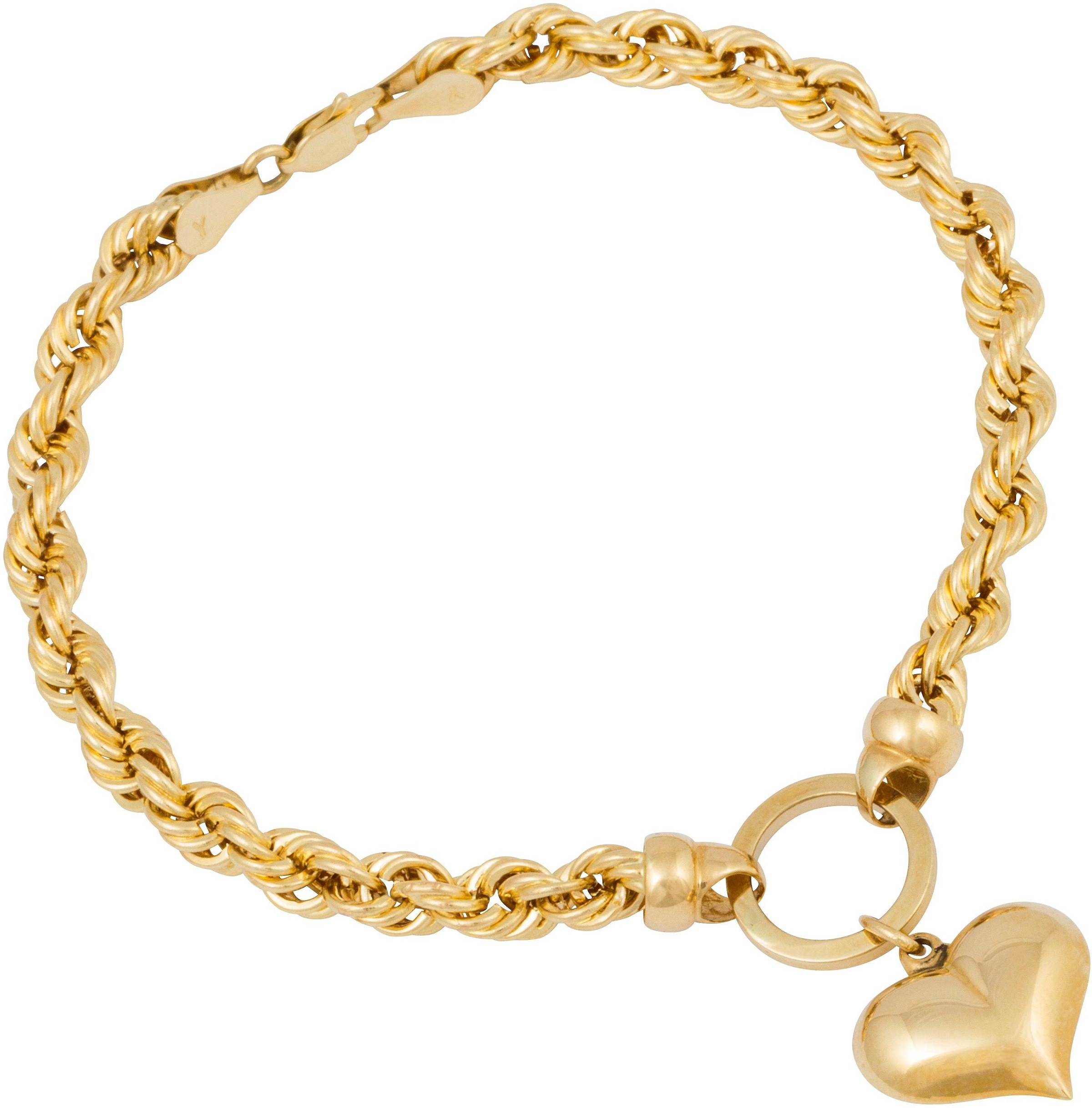 Firetti Armband »Schmuck Geschenk Gold 585 Armschmuck Armkette Kordelkette "Herz"«