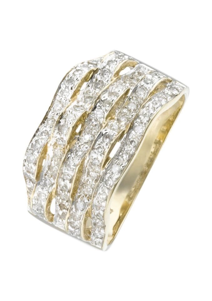 Firetti Goldring »Schmuck Geschenk Gold 333 Diamantring Wellen glitzernd«